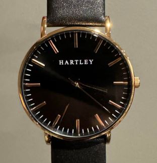 Heritage Rose Gold Black Dial with Black Leather