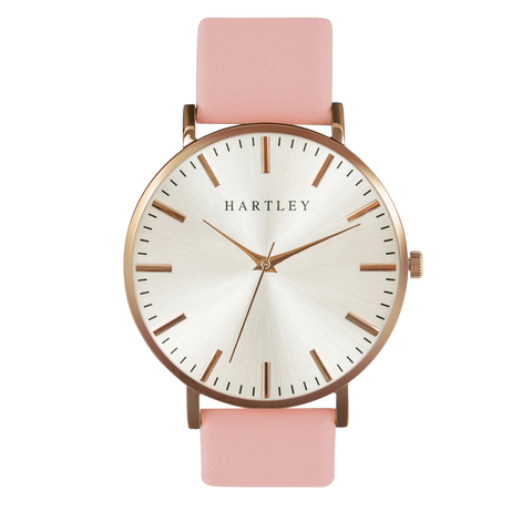 Heritage Rose Gold White Dial with Pink Leather