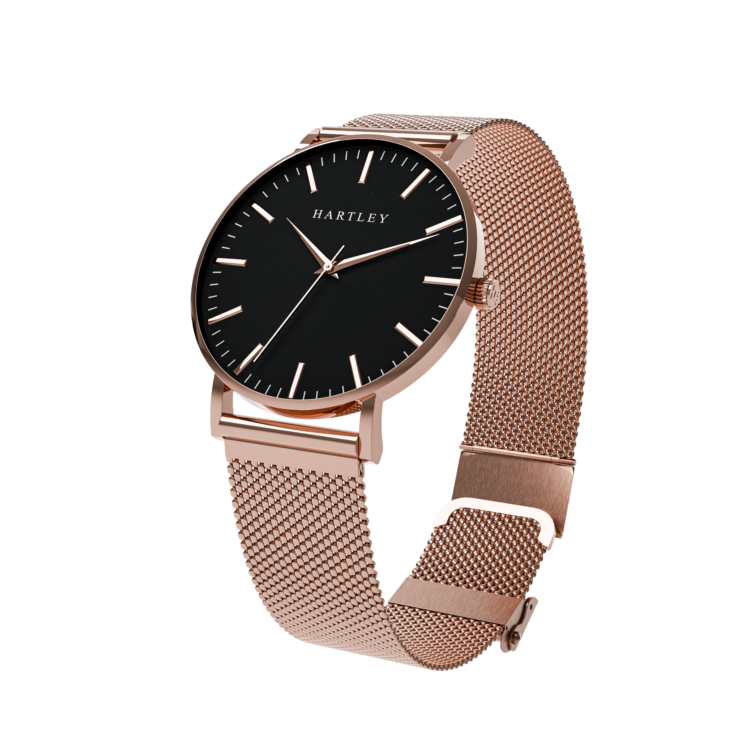 Gold Mesh Rosefield Rose Gold Watch Heritage Rose Gold Black Dial