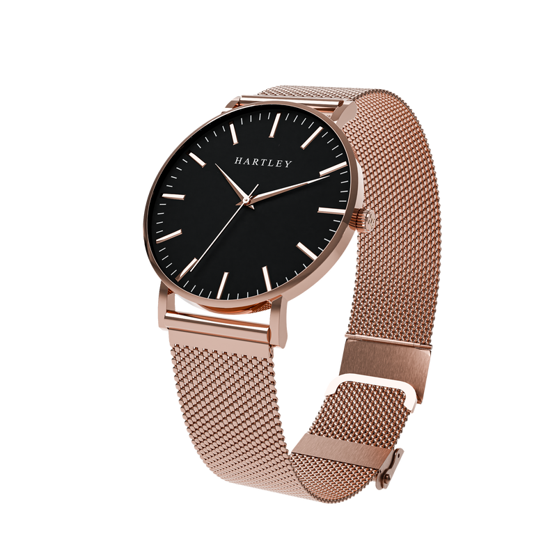 Rose gold watch with black face hotsell