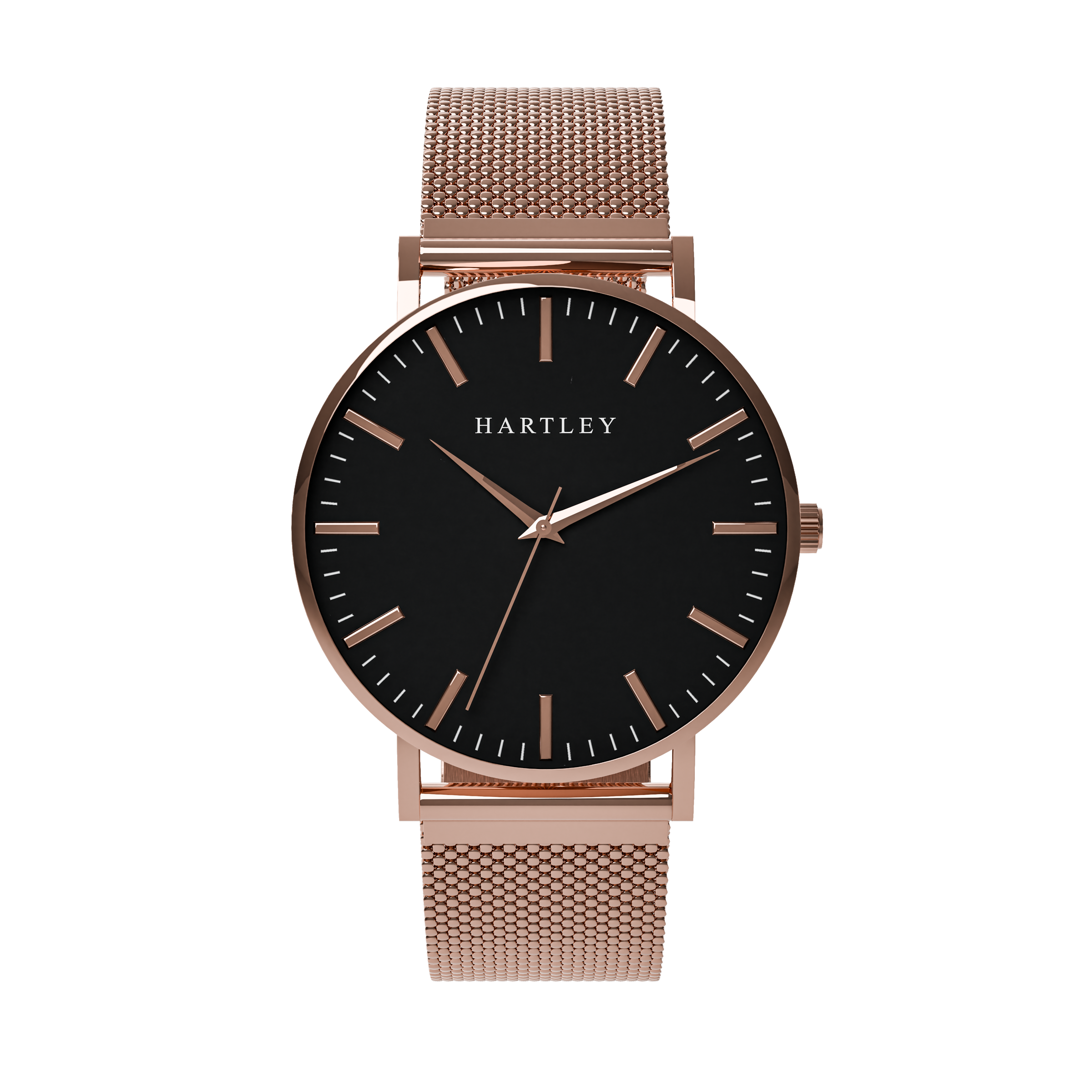 Heritage Rose Gold Black Dial with Rose Gold Mesh – Hartley Watches