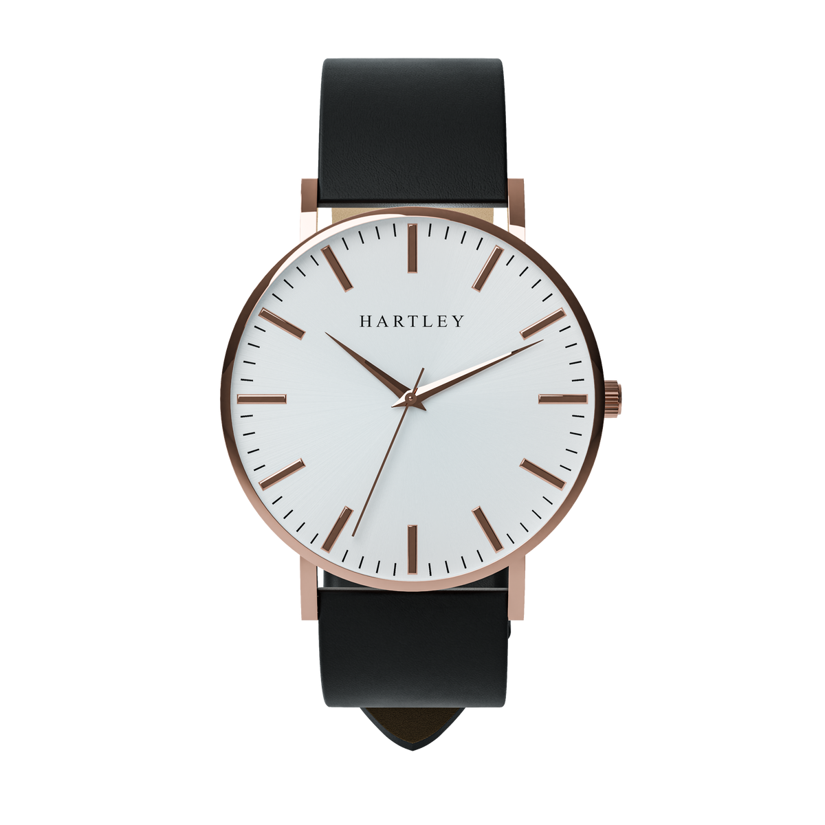 Heritage Rose Gold White Dial with Black Leather – Hartley 