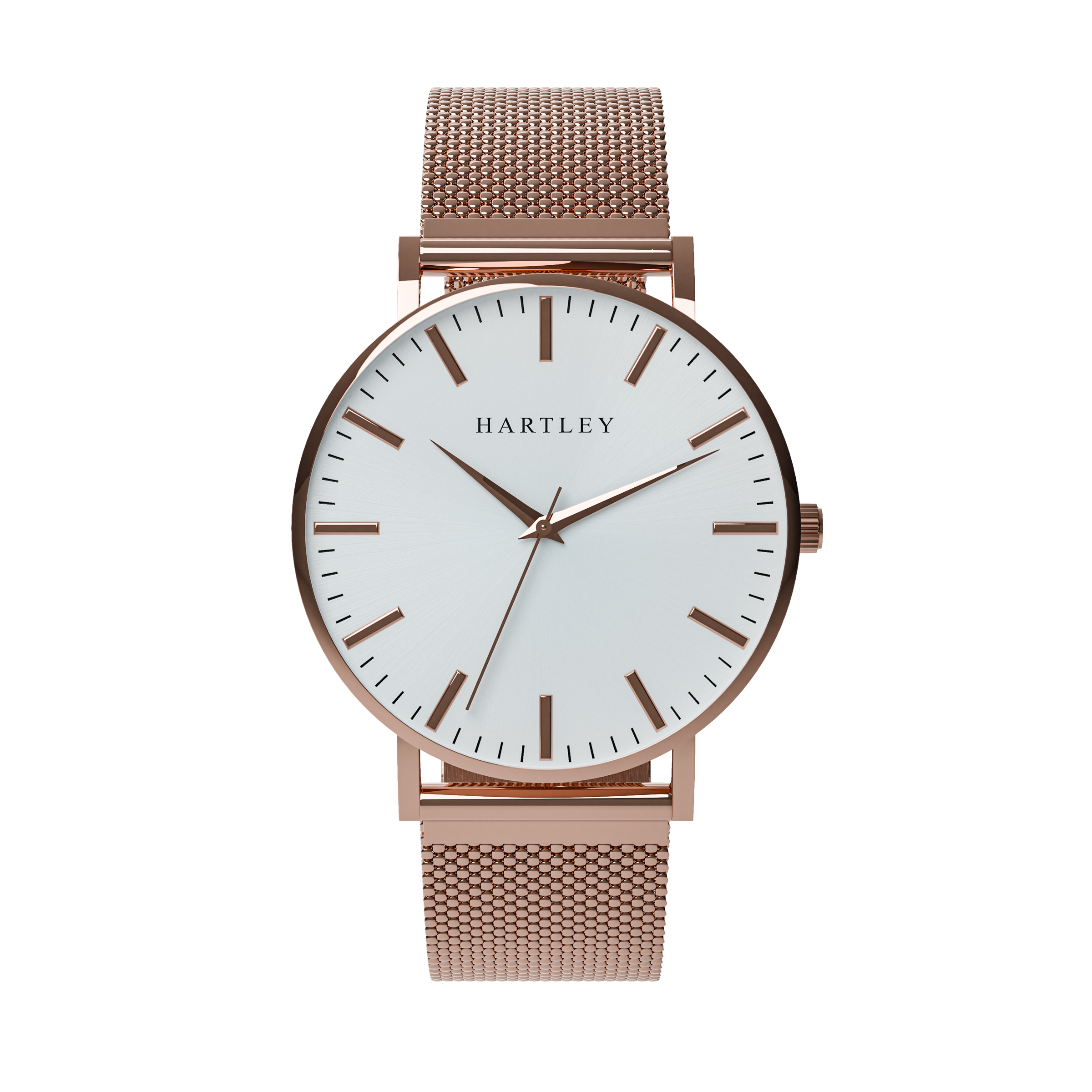 Heritage Rose Gold White Dial with Rose Gold Mesh – Hartley Watches